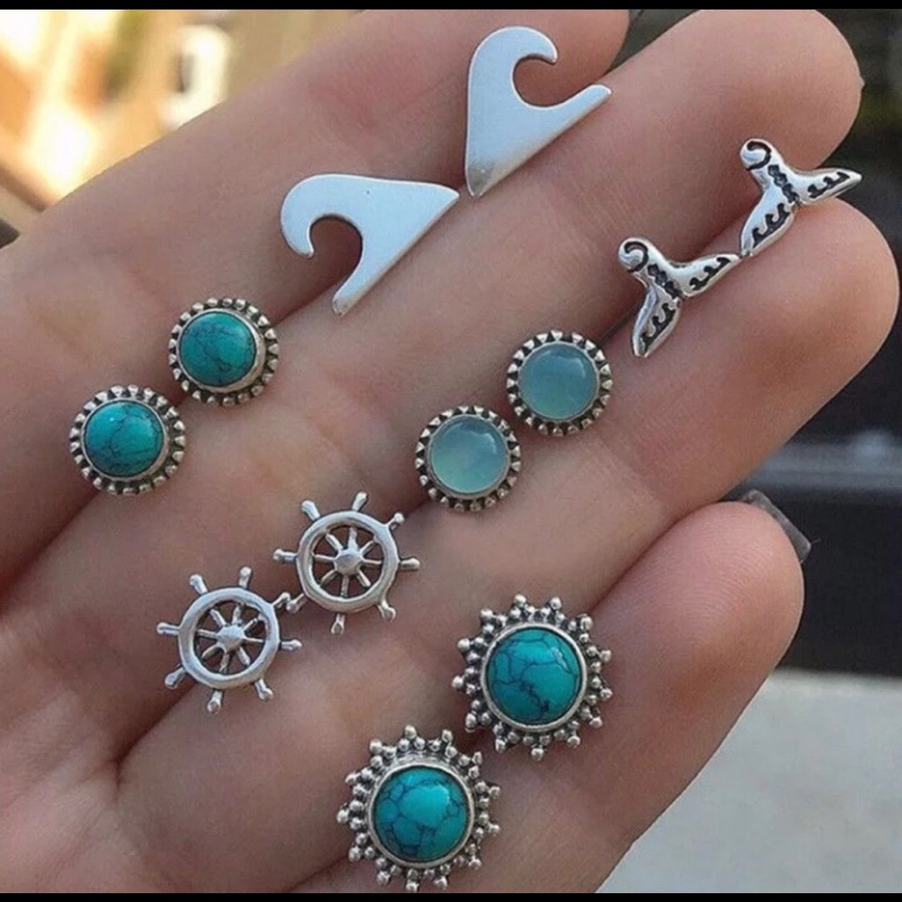 Giuliana + Madison 6 pairs of Bohemian Boho Nautical Themed Earrings